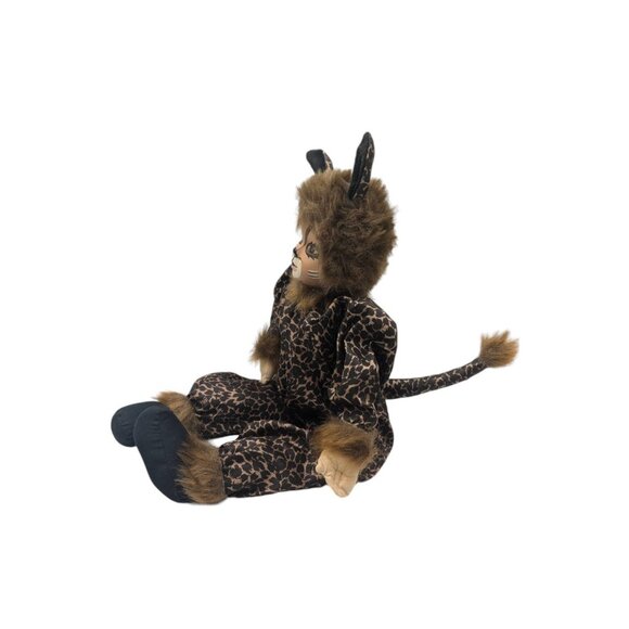 Handcrafted Spring GF Porcelain Doll In Leopard Costume With Fur Accents 27" Hal - Picture 4 of 10